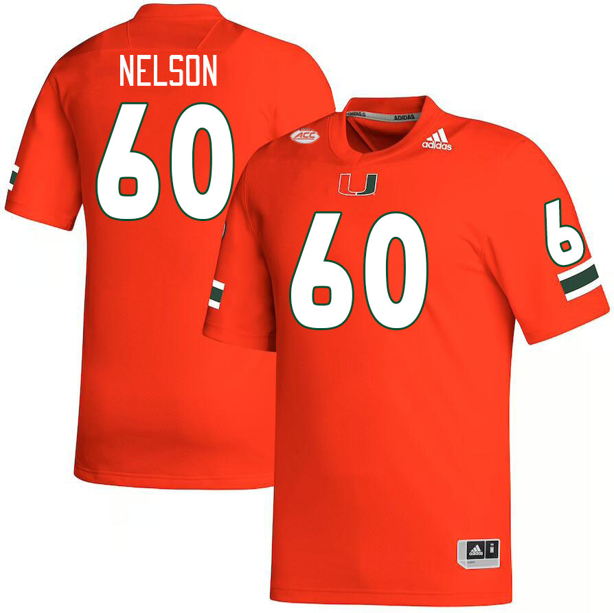 Men #60 Zion Nelson Miami Hurricanes College Football Jerseys Stitched-Orange - Click Image to Close